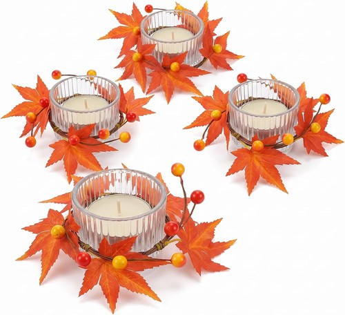 4er set herbst kerzenring - set,