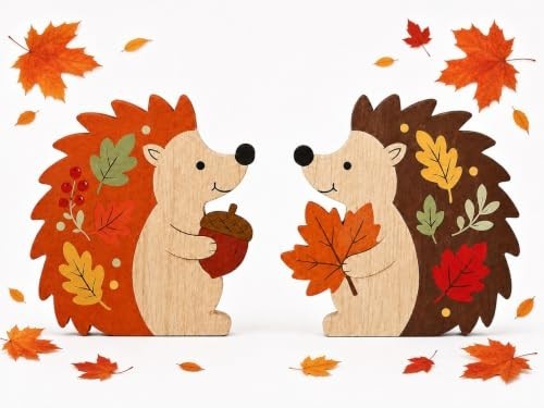 Herbstdeko igel holzdekoration - herbstdeko,