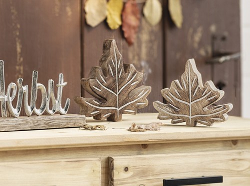 Holz deko blatt geflammt - deko,