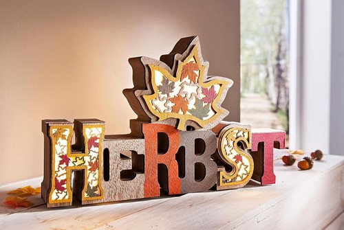 Led schriftzug herbst - led-schriftzug, holz