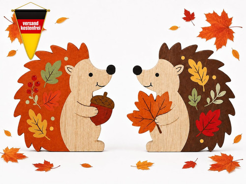 Herbstdeko igel holzdekoration - herbstdeko,